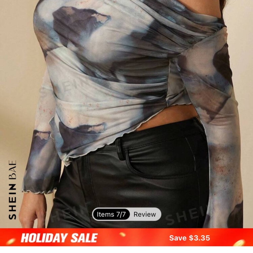 SHEIN BAE Off-Shoulder Tie-Dye Top